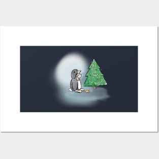 Christmas bunny in penguin suit Posters and Art